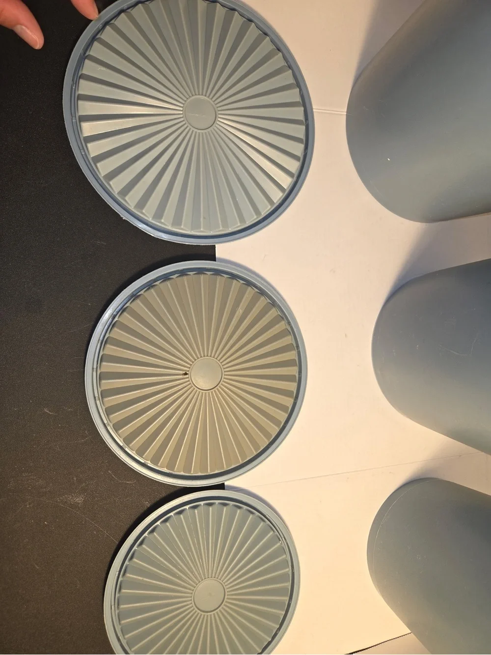 Set Of 3 Vintage Tupperware Nesting Canisters Light Blue Country With Lids